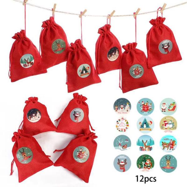 Christmas Burlap Jute Drawstring Bag Backpack Candy Pouch Bags OEM