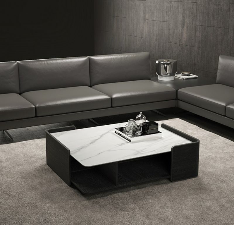 Edge Frame Office Coffee Table With Open Storage Cabinet