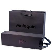 Sacs de magasinage en papier noir sur mesure avec poignées de ruban Design de boîte d'emballage de produit élégant
