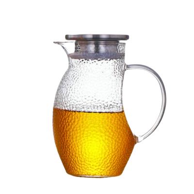 Jarro dado forma pássaro com tampa, jarro de vidro de pouco peso da bebida do suco com punho