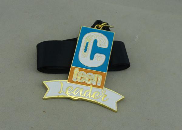 Soft Enamel Ribbon Medals Zinc Alloy Personalised Medal For Teen Leader