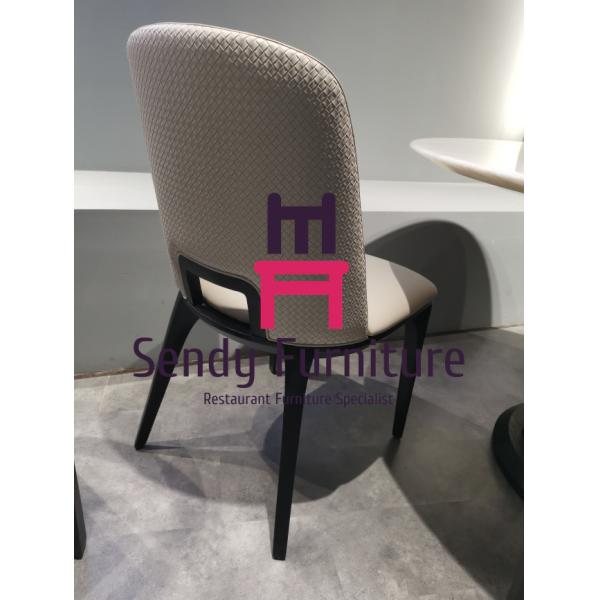 Hollowed Back Upholstered Wood Restaurant Chair Tufted Leather