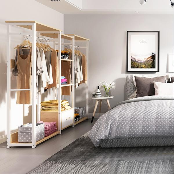 Modern Bedroom Wooden Clothing Rack Closet Hanging Rack Furniture For Home