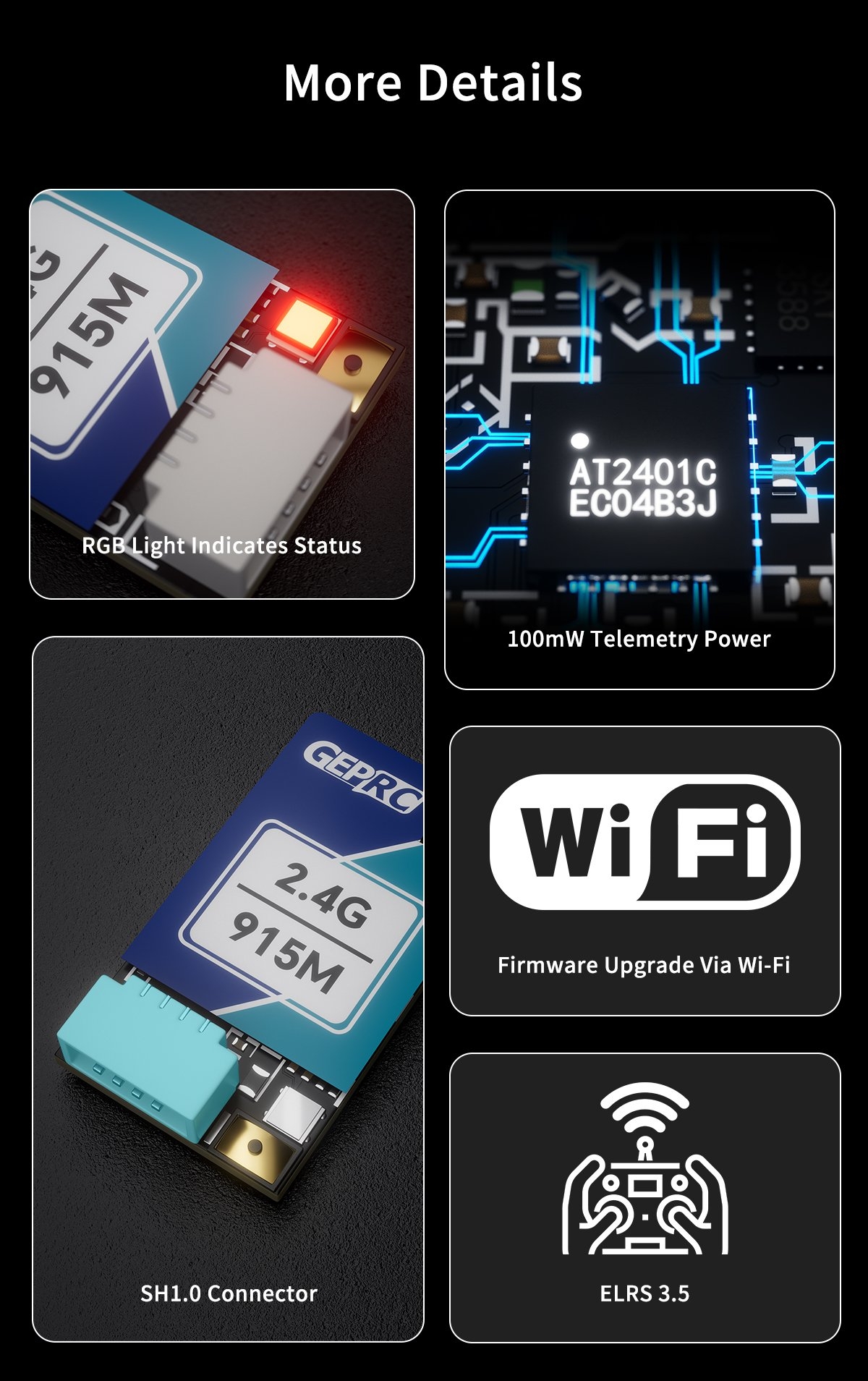 ELRS Nano 915M/2.4G Dual-Band Receiver Module 2.4GHZ 900MHZ RX Antanna for FPV Racing Drone Parts