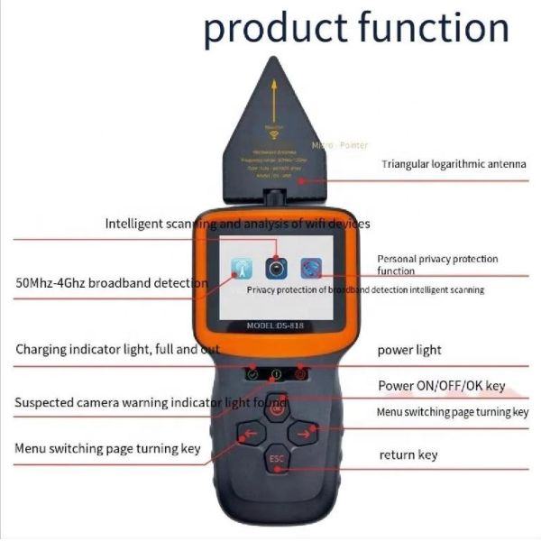 DS818 Radio Wave GPS Tracker Wireless Signal Detector Camera GSM Cellphone Signal Finder