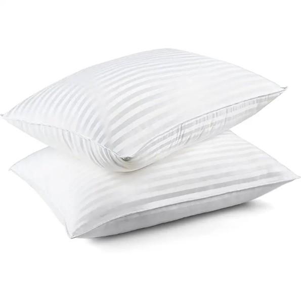 Rectangle Soft White Cotton Pillow Satin Stripe Hypoallergenic Polyester Filling Pillow