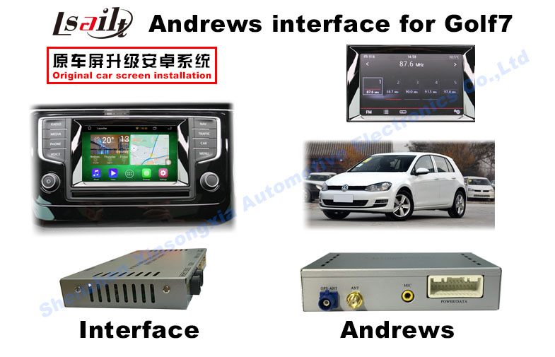 Интерфейс андроида корабля VW GOLF7 MIB2 автоматический с полным касанием DVD
