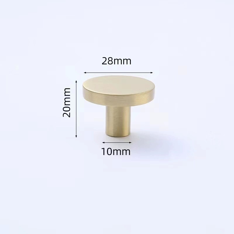 Modern Classic Round Solid Brass Knobs with Brushed Gold Finish for Dresser Drawer Bedroom & Bathroom Cabinets & Kitchen Use