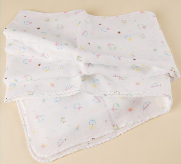 Small Square baby muslin cloths Baby cotton double gauze cartoons handkerchief towel