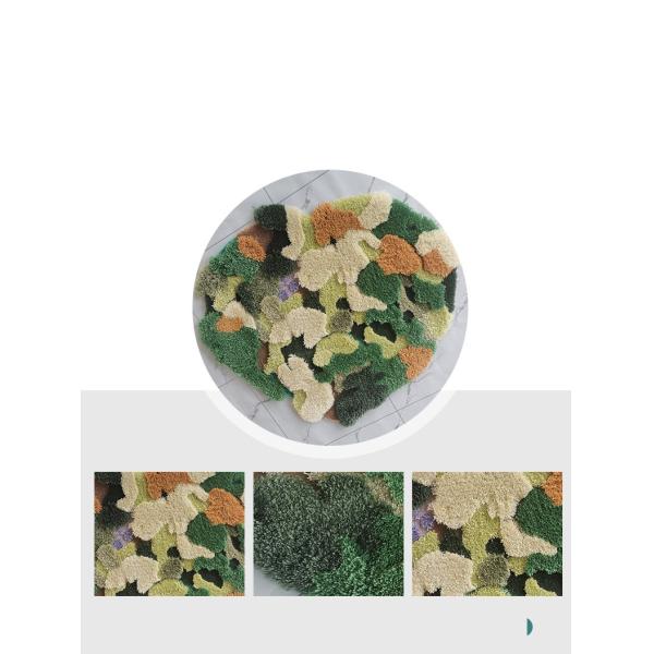 Wool Blend Moss Green Carpet Irregular Shape Contemporary Living Room Rugs