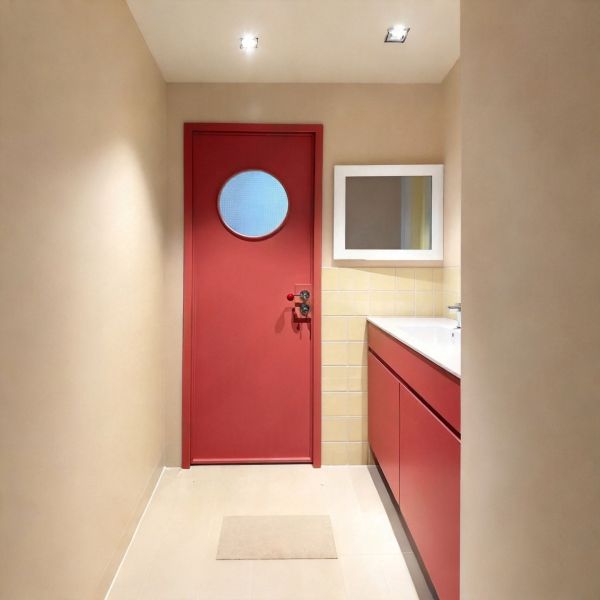 Modern Style Aluminum Alloy Bathroom Door Featuring Tempered Glass Panels and Durable Frame Ideal for Stylish Bathroom Interiors