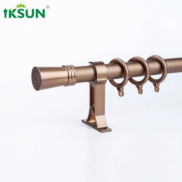 Metallic Adjustable Single Curtain Rod , Gold Curtain Pole 1.2mm Thickness