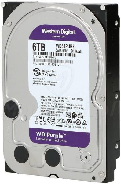 3.5 WD64PURZ 6TB WD Purple Surveillance Internal Hard Drive HDD