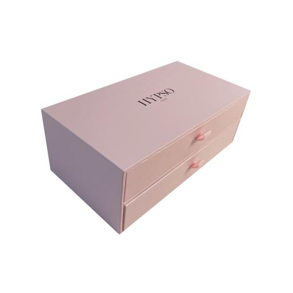 Luxury Pink Custom Logo Slide Drawer Women Necklace Ring Jewelry Box Set Packaging With Foam Insert