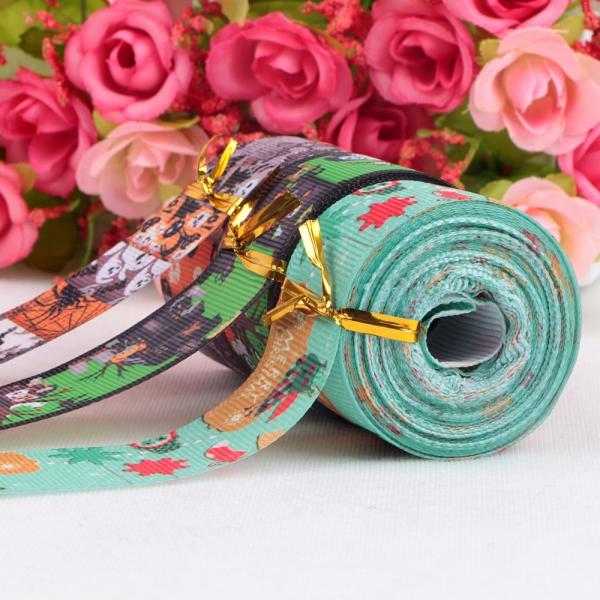 Fabric Type Grosgrain Custom Polyester Floral Ribbon with Logo Printed
