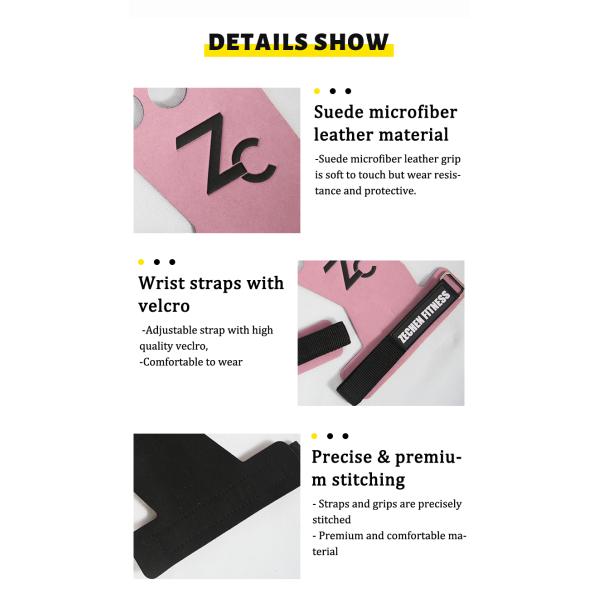 Pull Ups CrossFit Hand Grips Pink Carbon Fiber Leather Gym For Bars