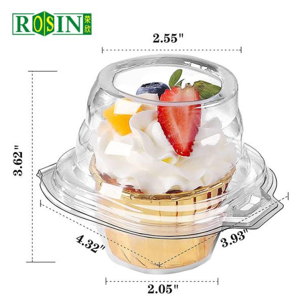 Contenedores de pasteles de PET transparentes con bisagra de perchas y con caparazón ligero