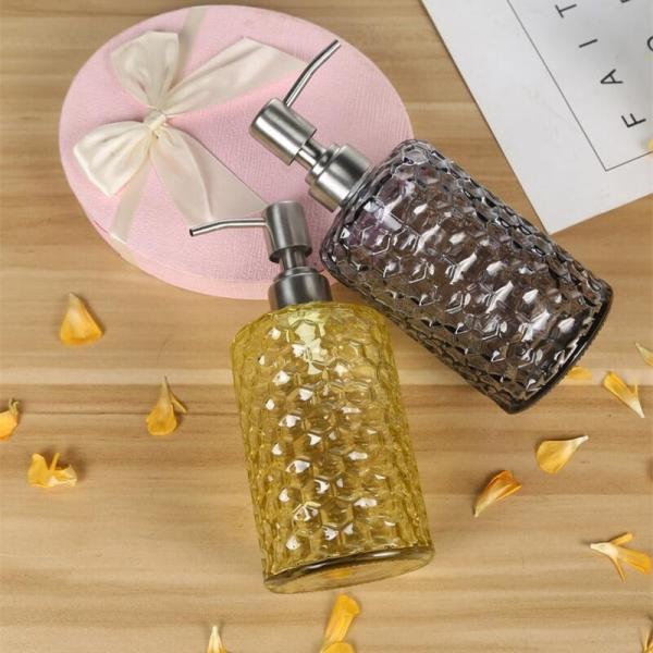 Bouteilles en verre recyclables de shampooing/bouteille en verre liquide savon du cylindre 500ml