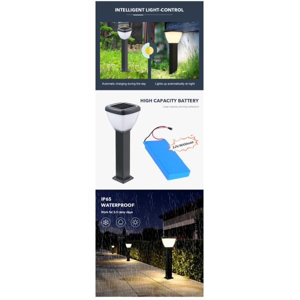 La voie solaire en aluminium de la charge rapide LED allume la lampe IP65 solaire extérieure la cour de patio