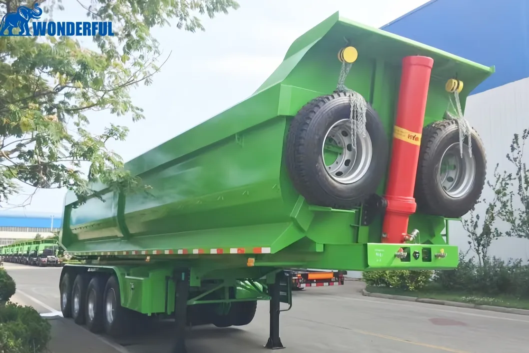 40t Transport Needs Tri-Axle Efficient Accessories Aluminium Hydraulic Cylinder Side Wall Steel Farm Grain Sand End Rear Dump Tipping Tipper Semi Trailer Dumper