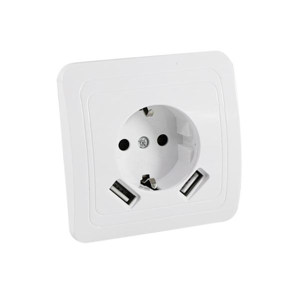 European Standard Wall Power Socket Panel with Grounded Outlet  250V 16A Flush Mount for Home and Office