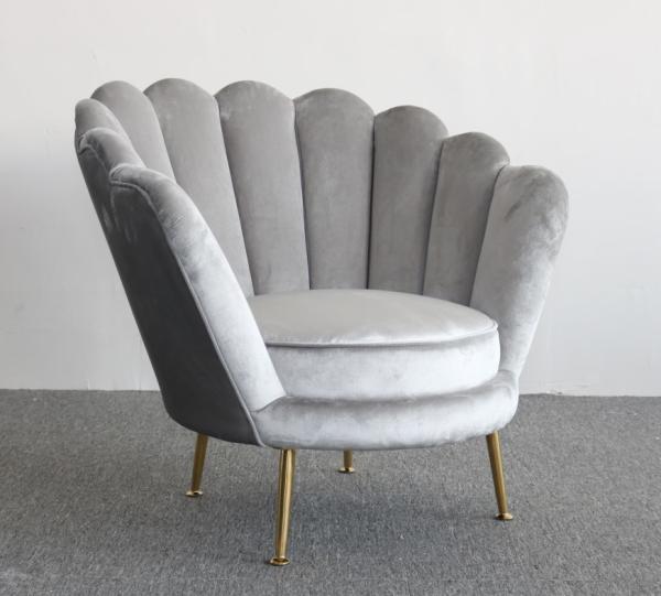 Nordic Style Flower Shape 78cm Height Velvet Accent Armchair