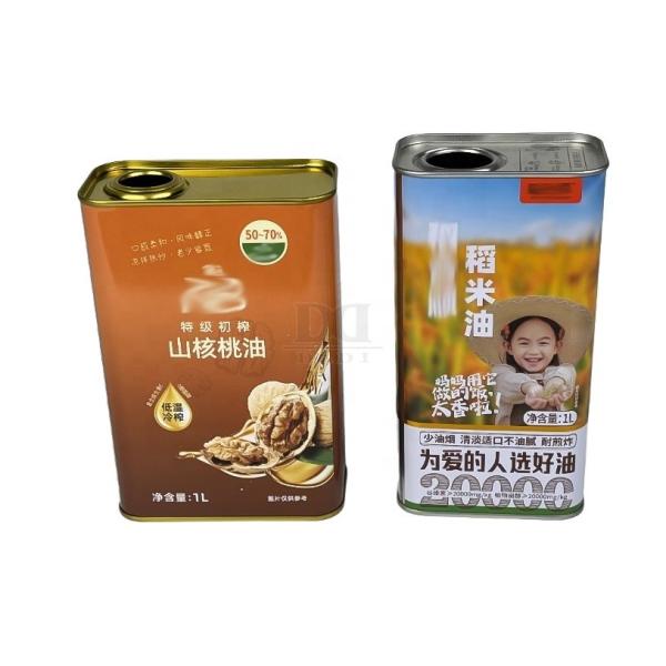 DADI Food Oil Can OEM/ODM 3 Liter Olive Oil Tin Can Silkscreen Embossing Cooking Oil Tins