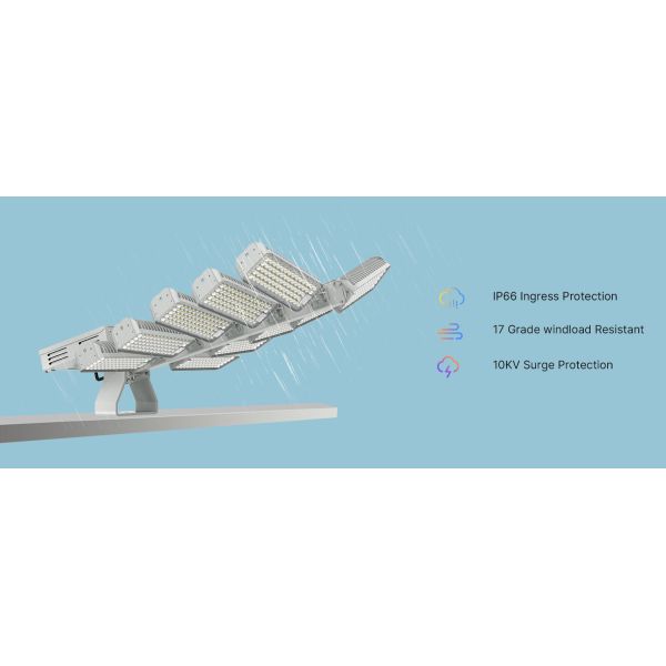 IP66 Windload Test 17 Class High Power LED Flood Light with Working Temps -40℃ to 80℃ for Outdoor Applications