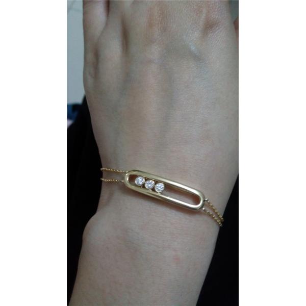  18K Gold Bracelet with Moveable  3 Diamond