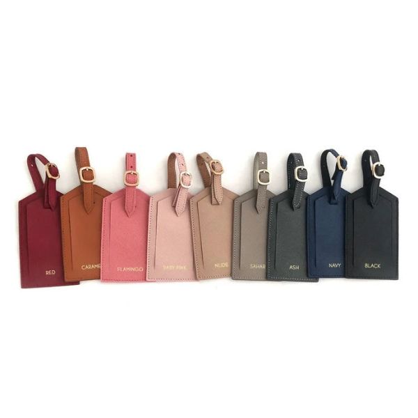 Fully Customized Leather Luggage Labels Travel Luggage Name Tags With Privacy Cover