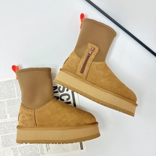 Slim Thick-Soled Pencil Boots Women'S New Winter Plus wool Thickened Snow Boots Women'S Outer Wear Cowhide Waterproof