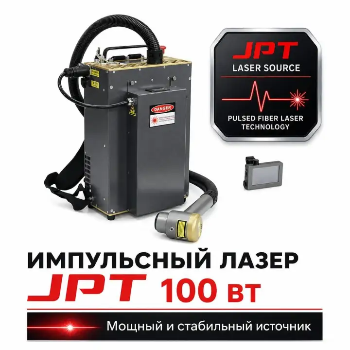  JPT 100W Laser Source Backpack‑Type Laser Cleaning Machine, Portable Non‑Damage Rust & Paint Stripping for Field Operation