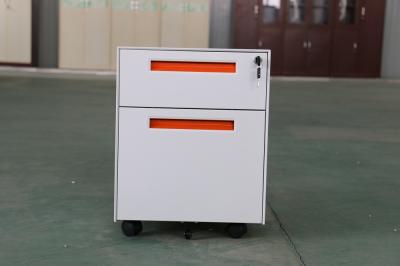 2 drawer steel mobile pedestal,orange handle,recessed structure,KD Structure,RAL color