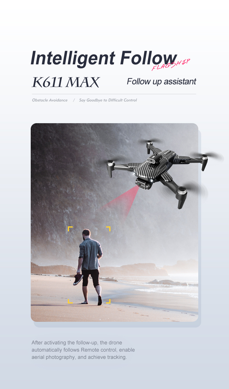 Складчивый аэрофотограф Квадкоптер K818 Max Mini Drone с 4k HD камерой Smart Brushless Motor и препятствиями
