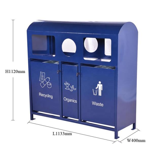 3 в 1 наружные мусорные баки, прямоугольные металлические мусорные баки, установленные на поверхности