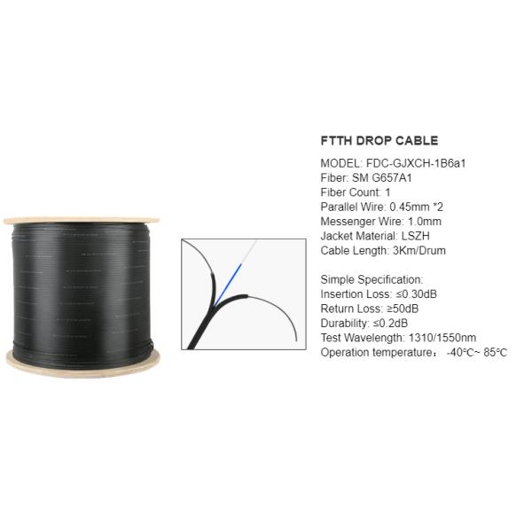 Стальной провод FTTH падает кабель GJYXFCH 1 2 4 волокно ядра G.657A