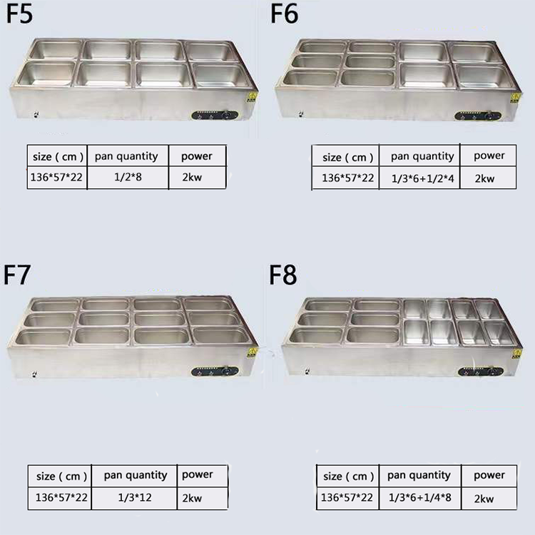 Rectangular Bain Marie Electric Food Warmer 150L 3 Pan Bain Marie