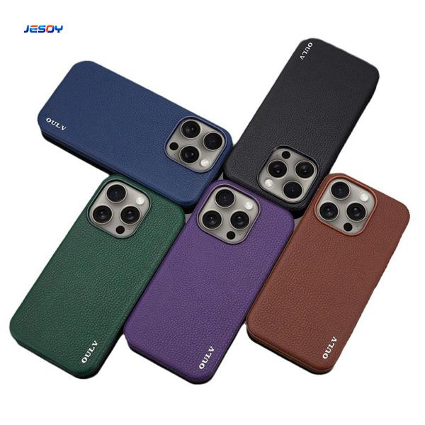 Vegan Leather Cell Phone Covers Fashionable Leather Smartphone Covers Shockproof For iPhone 16 15 Pro Max