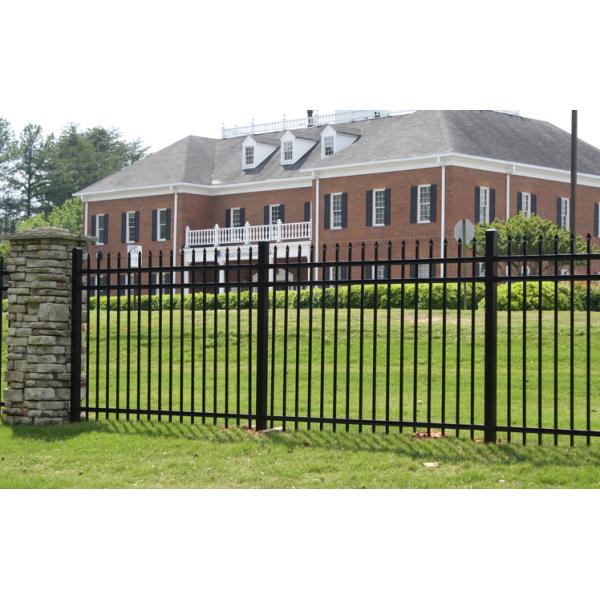 ISO9001 Steel Tubular Fencing , 2.1x2.4m 3 Rail Steel Fence