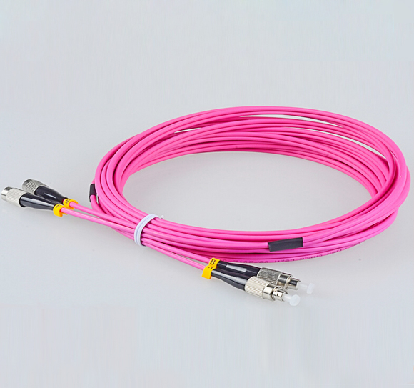 FC to FC Fiber Optic Patch Cord 2.0mm DX MM 50/125 OM4 pink LSZH Jacket