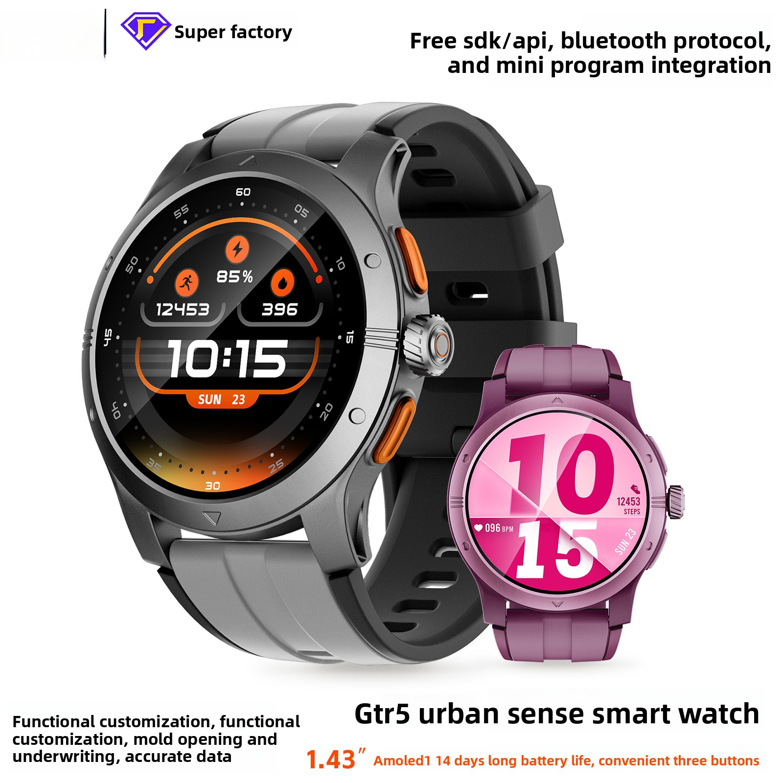 Wholesale Custom Sports Smart Watch AI Sleep Analysis Heart Rate Bracelet AMOLED HD Screen Compatible with IOS Android