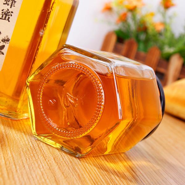 бутылки хранения шестиугольника полигона 730ml стеклянные выбитые для соленья соуса Chili