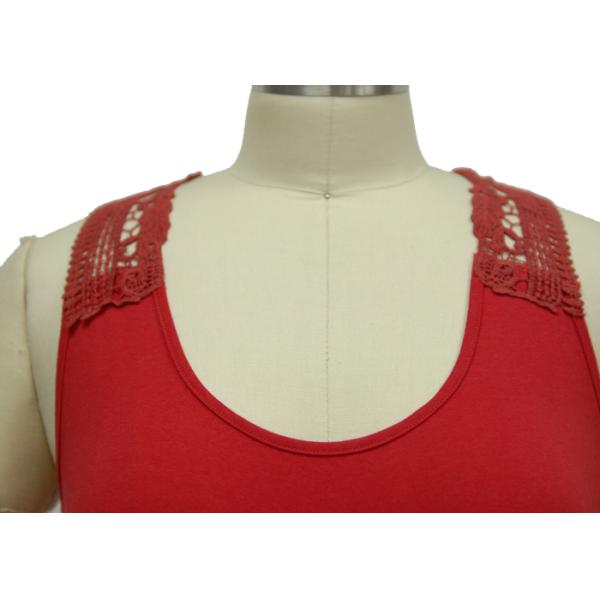 Elegant Royal Red Ladies Tank Tops Lace Camisole Top Viscose Elastane Material