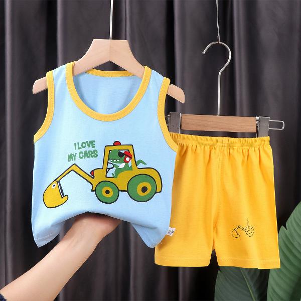 3M-9M Children's Summer Cotton Suit Girls' Shorts Clothes Boys' Sleeveless