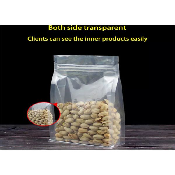 Resealable Doypack Transparent Plastic Foil Ziplock Bags Stand Up 8 Sides Sealing