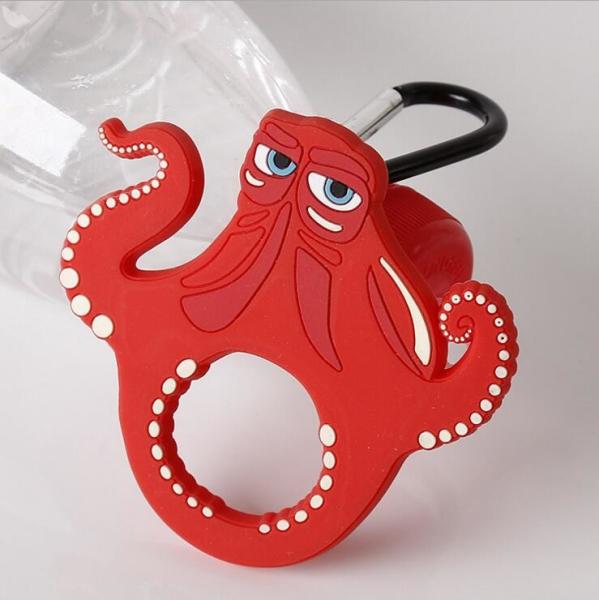 Promotional Silicone Bottle Opener Keychain / Rubber Soft PVC Drink Bottle Opener Cool Animal Design