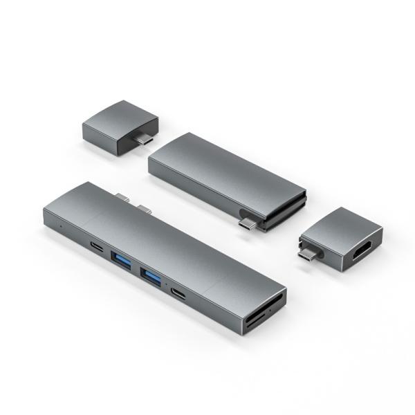 OEM ODM 7 In 2 USB C HUB Oxidation Grey USB Expansion Port ROHS