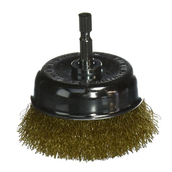 Heavy Dirty Removal Crimped Wire Wheel Brush , Brass Coated Knotted Wire Cup Wheel