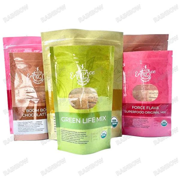 1Sacos Mylar impressos sob medida com entalhes para nutrientes Embalagem Folha de alumínio de três lados