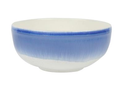 7.5“ Blue Colored Ceramic Soup Bowls with Reactive Effect and Embossed Rim
